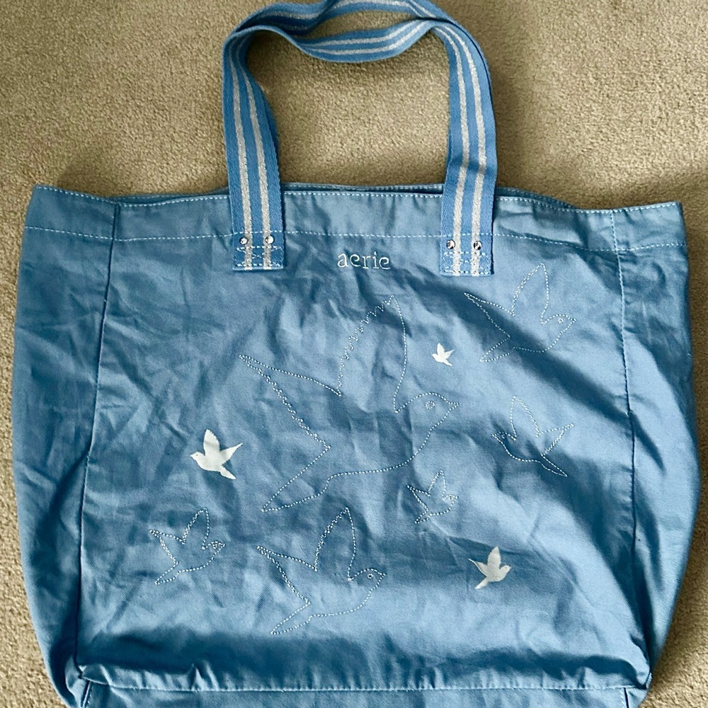 Large Aerie Light Blue Dove Canvas Tote